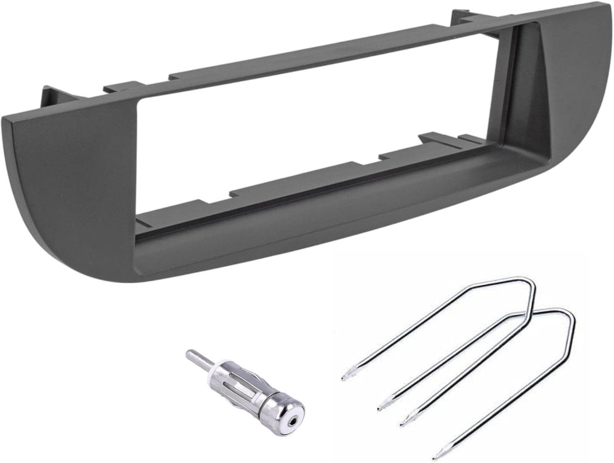 Car radio paneel 1-DIN - zwart - met antenneadapter - eenvoudige installatie voor Fiat 500 Cinquecento - SnelShoppen