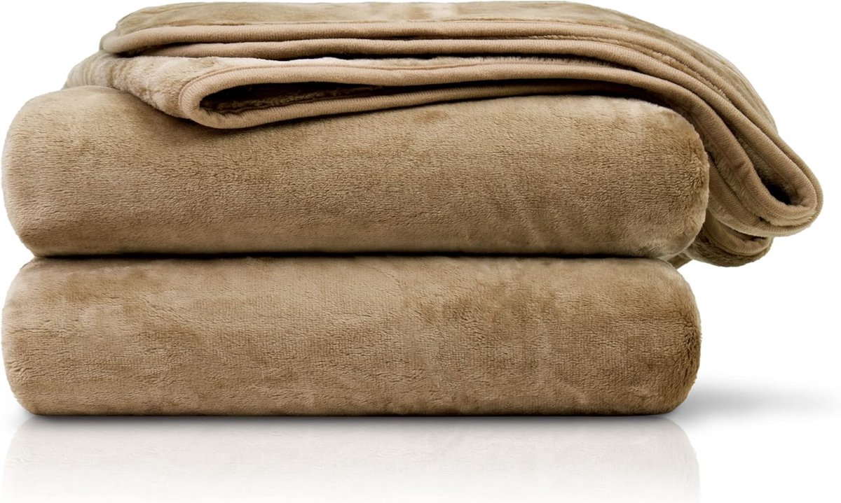 SnelShoppen - Luxe Cuddly Dekentje, Cashmere Gevoel, 180 x 220 cm - Taupe, Zacht en Warm, Perfect voor Thuis, Op de Bank, in de Tuin of als Cadeau