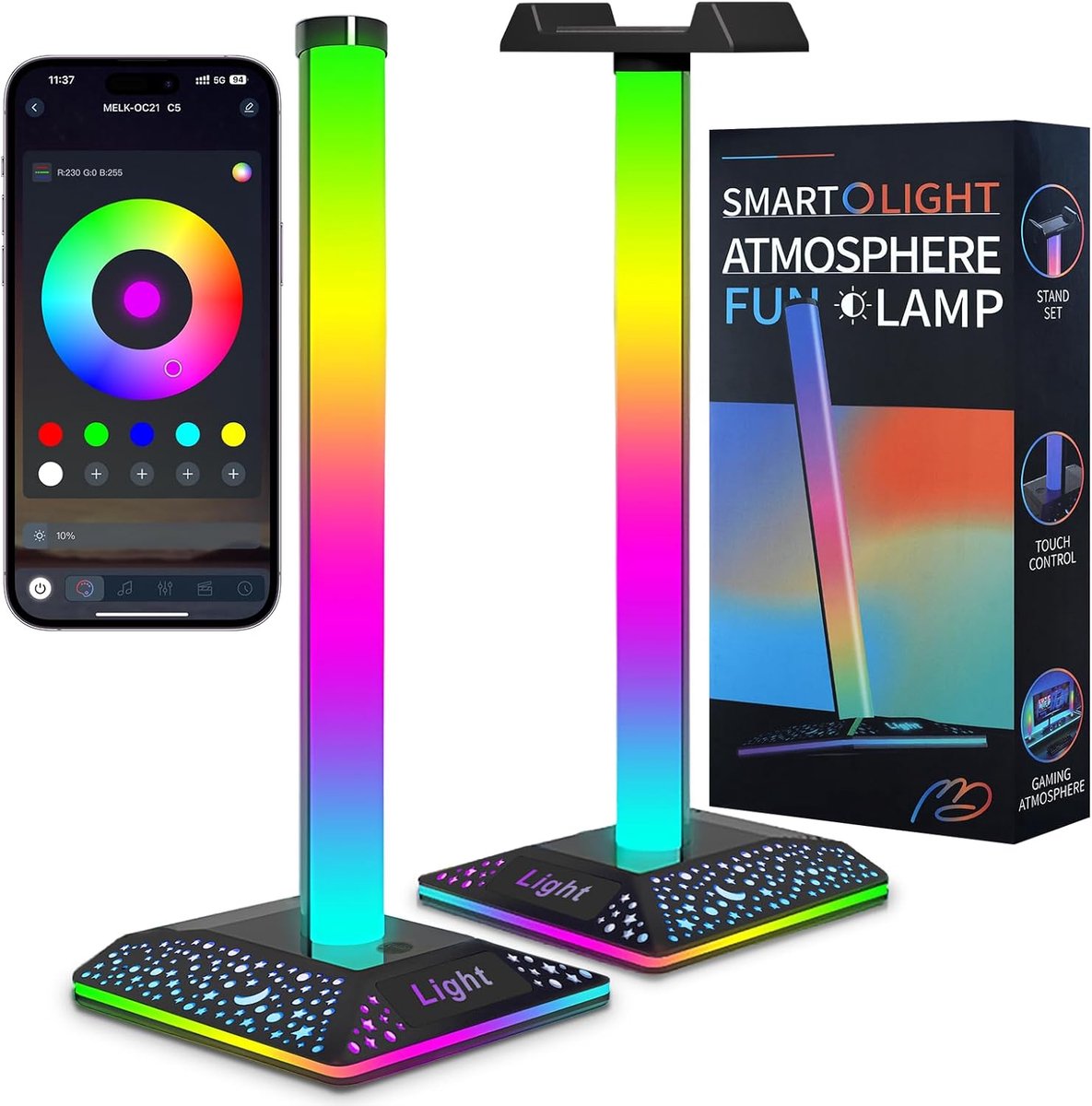 LED Lichtbalk RGB Lamp - Gaming Verlichting - Hoofdtelefoonstandaard - Synchroniseer met muziek - SnelShoppen