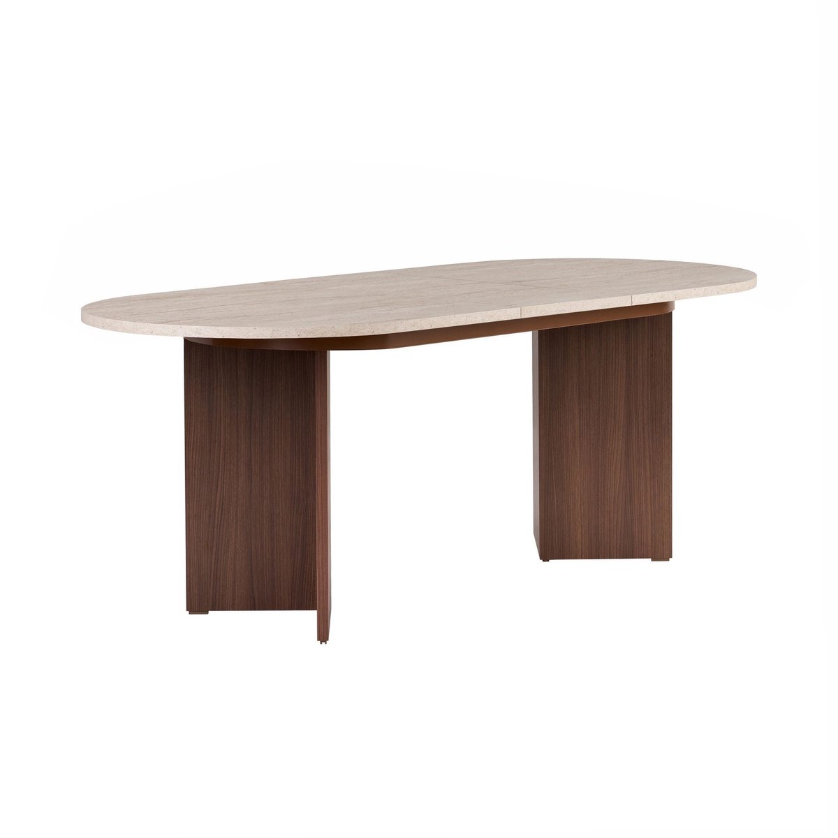 Asir - Uitschuifbare eettafel - Travertijn+Okkernoot - 160-200 x 90 x 75 cm
