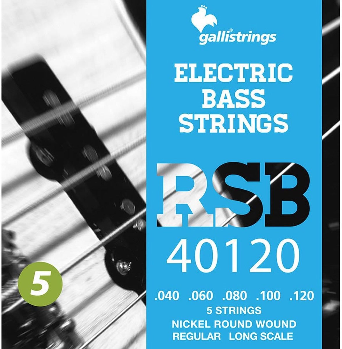 Galli RSB-40120 snaren set elektrisch 5-snaar bass, nickel roundwound, regular, 040-060-080-100-120