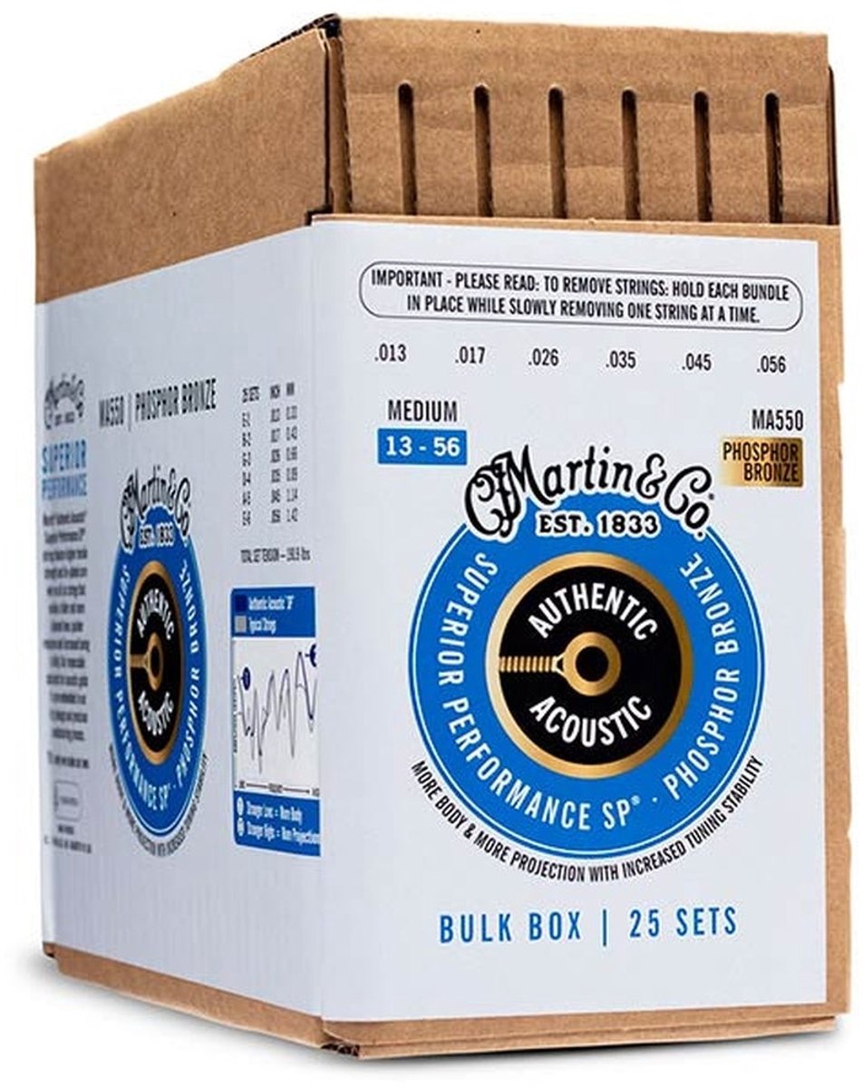 Martin & Co MA550/BULK Phosphor Bronze Akoestische Gitaar Snaren Medium 25-Pack (013–056)