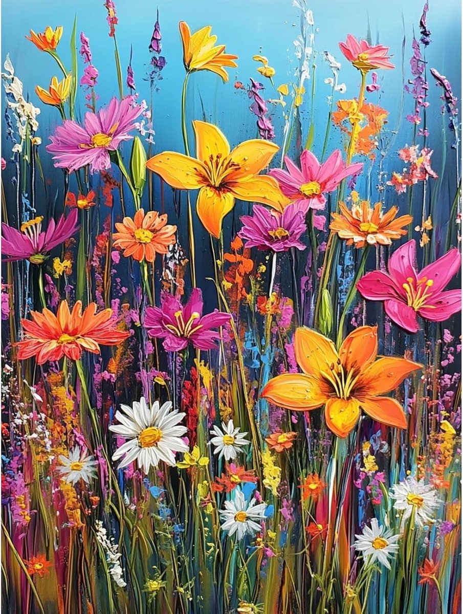 SnelShoppen - Schilderen op Nummer Kit voor Volwassenen - Kleurrijke Bloemen Schilderij met Acrylverf en Penseel - DIY Kunstset voor Creatieve Vrijeti