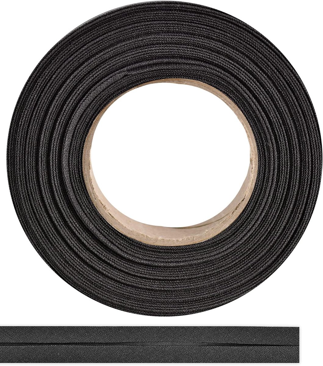 Biasband van 100% katoen, 10 m x 30 mm (gevouwen), hoogwaardige rand, katoenen band, biasband, ideaal voor doe-het-zelf naaien, in België gemaakt, op een rol (donkergrijs)