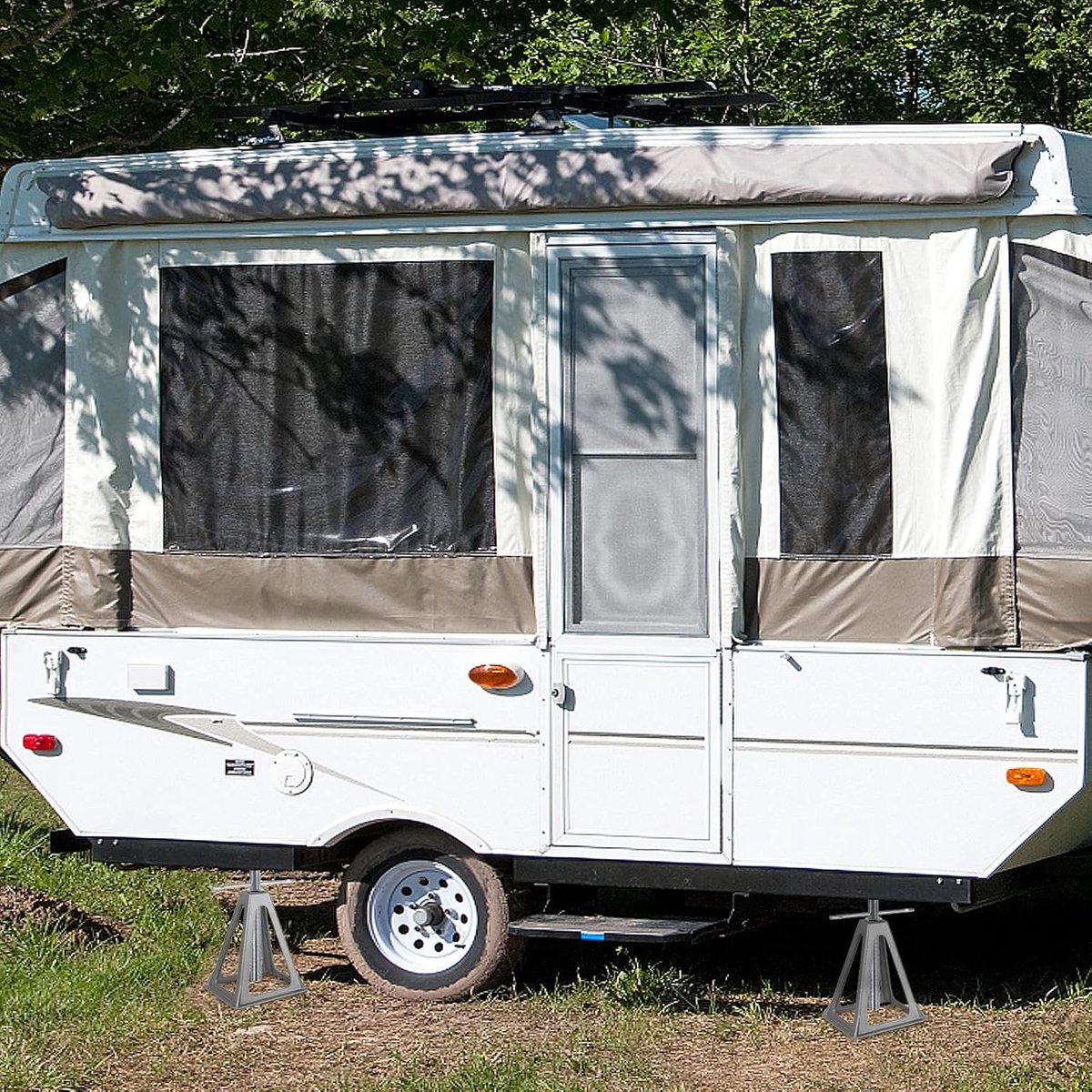 Caravan steunbok, 2 stuks aluminium steunbokken, in hoogte verstelbaar, steunbok, camper, steunbok, caravan, steunbok voor caravan, camper, caravan, aanhanger, tot 1000 kg per steun