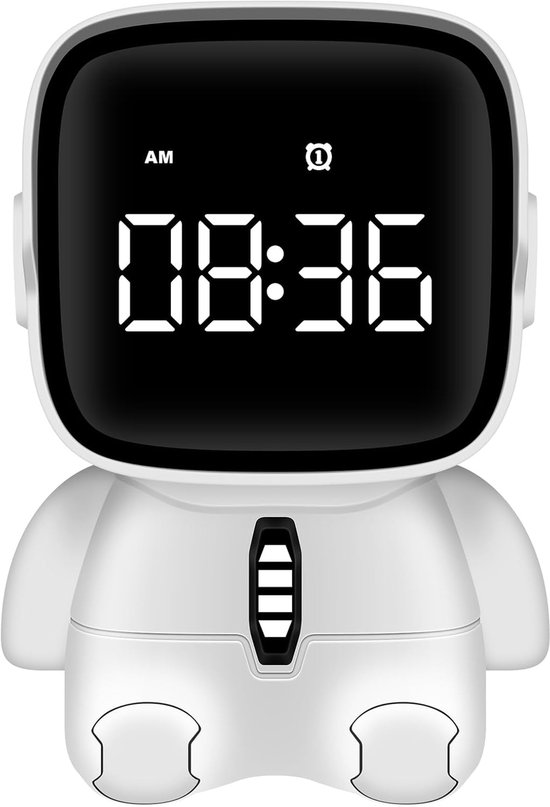 kinderwekker astronauten wekker met sluimerfunctie, 2 alarmen, countdown-functie, oplaadbare elektronische digitale klok voor slaapkamer, woonkamer, kantoor, kinderkamer