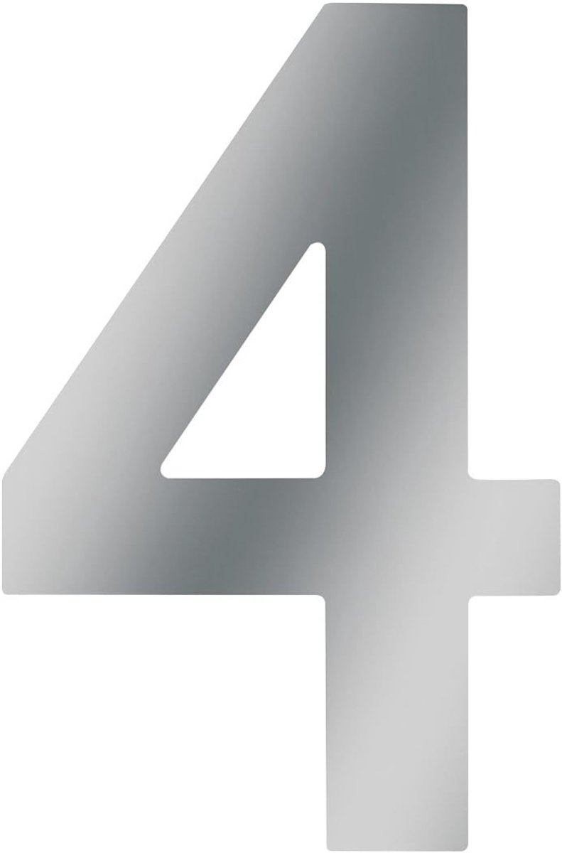 Huisnummer 4 - Roestvrij staal - 120 mm - 3D Design - Goede leesbaarheid - Individuele combinatiemogelijkheden/belettering/markering/cijfer/voordeur/huismuur/tuinpoort / 424037