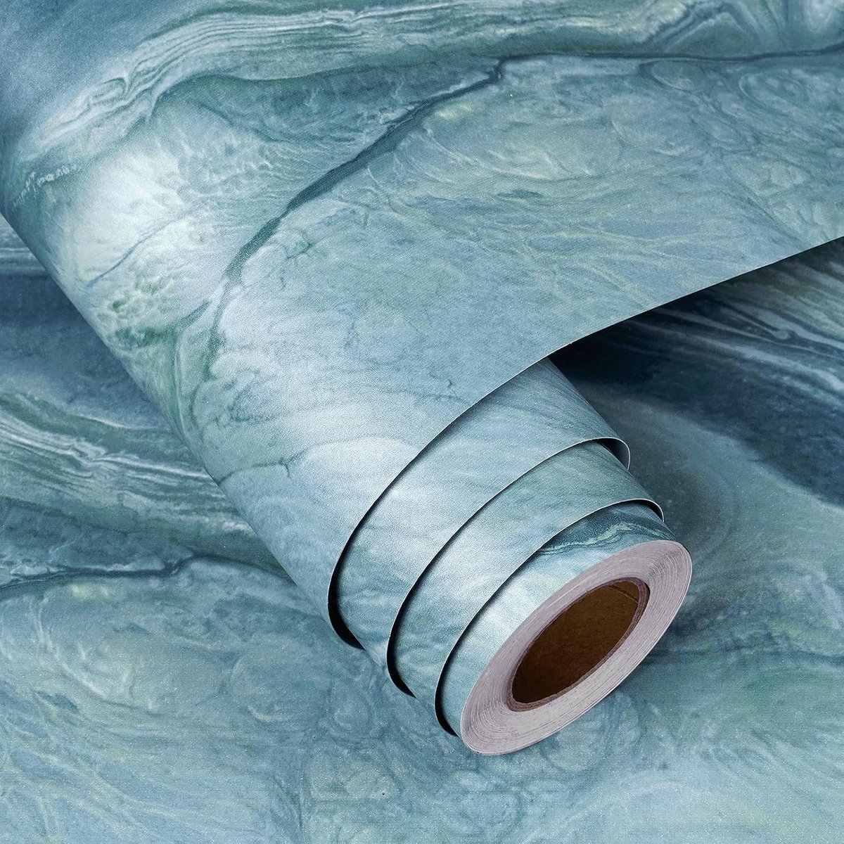 Blauwe Marmeren Folie voor Badkamer Werkblad - Zelfklevende Meubel Behang voor Keuken, Kast en Muur 40CM×2M