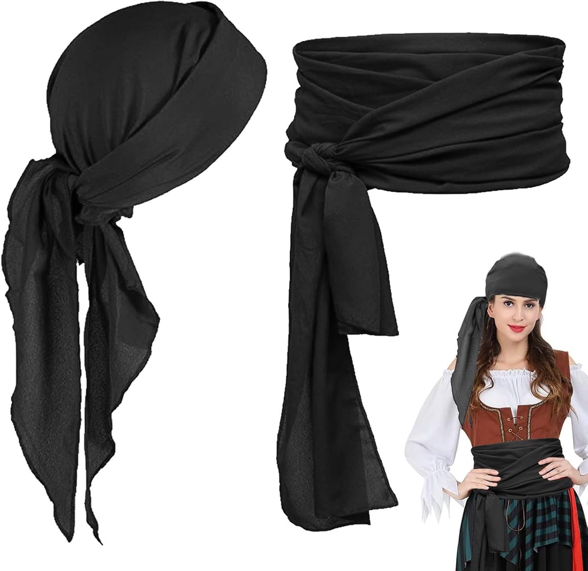 tulband met lange staart, piratenbandana, uniseks, zijde durag brede riemen, hoofdbanden, hoofdband, bandana's, hoed, hoed, durag, piratenhoed voor hiphop-decoratie
