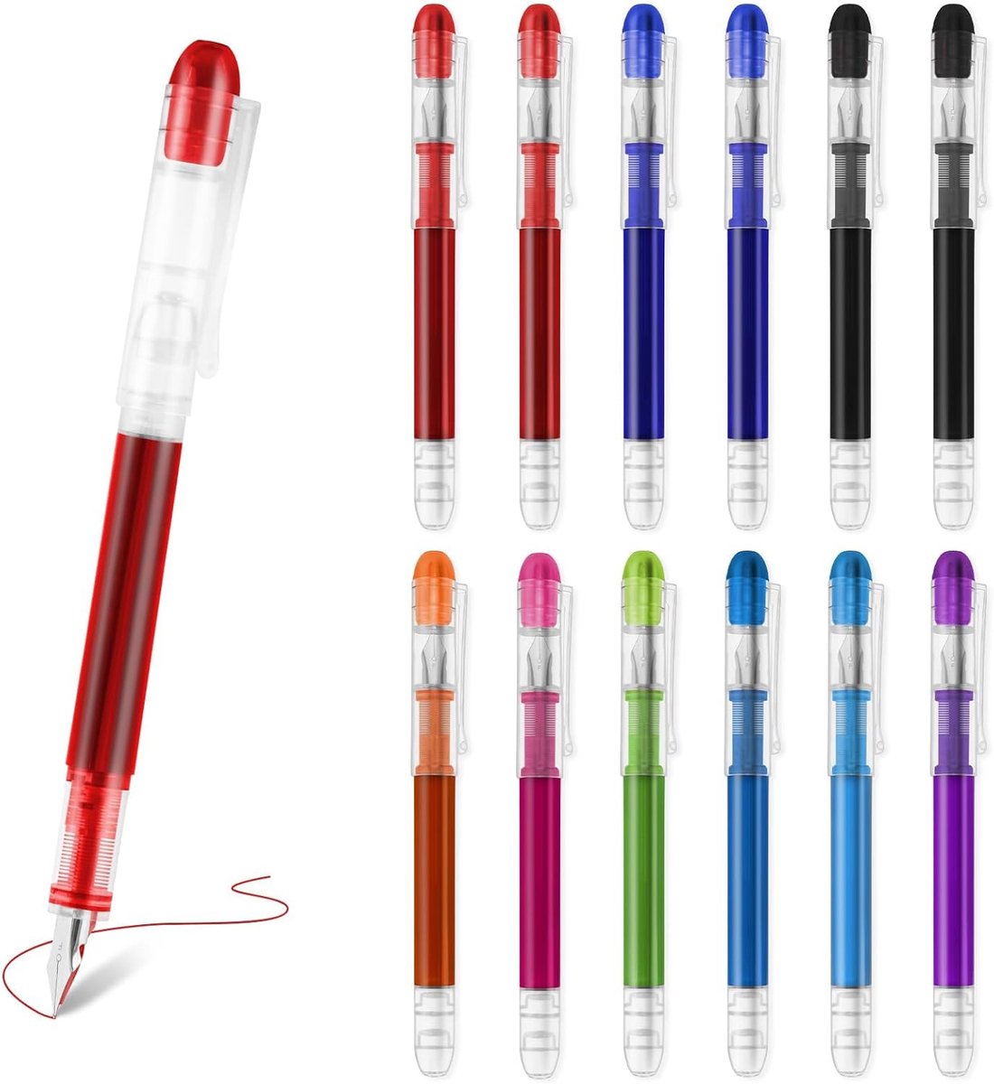 vulpen, 12 stuks, sneldrogend, kalligrafie, fijne punt voor dagboek, schetsen, krabbelen, cadeau (0,5 mm)