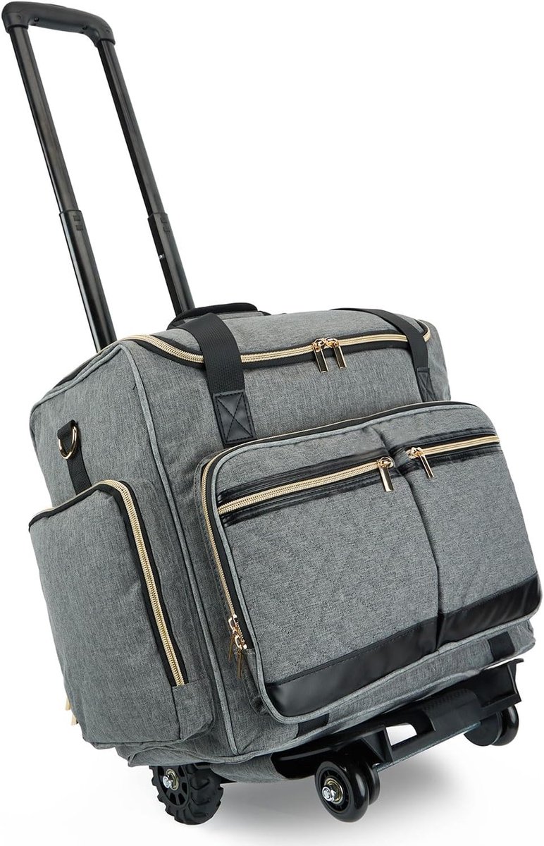 Lerarentas Trolley met 4 Wielen - Kunstdraagtas voor Dames met Afneembare Dolly, Robuuste Aktetas met Gevoerde Mouwen voor 15,6 inch Laptop, Zwart