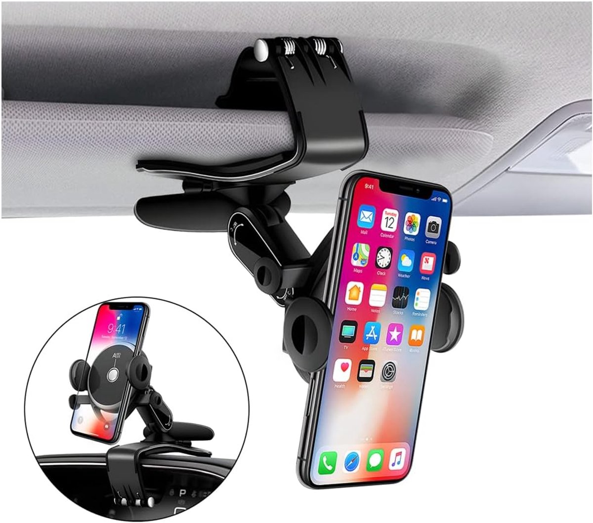 telefoonhouder voor de auto, schokbestendig, universeel, ventilatiegleuf voor de auto, 360° draaibaar, voor dashboard en voorruit