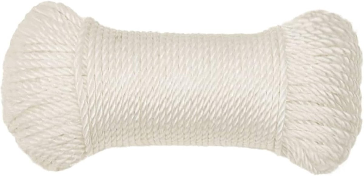 Werktouw, grondwerktouw, boottouw, werklijn, polypropyleentouw, multifunctionele lijn, bootlijn, multifunctionele lijn, lijn, gedraaid, ankerlijn, aanmeerlijn, 6 mm, 500 m PP (polypropyleen)