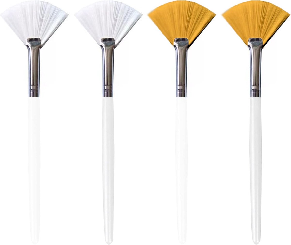 4 stuks, waaierborstels, voor gezichtsmaskers, oogmaskers, serum, reinigingsmasker, moddermaskers