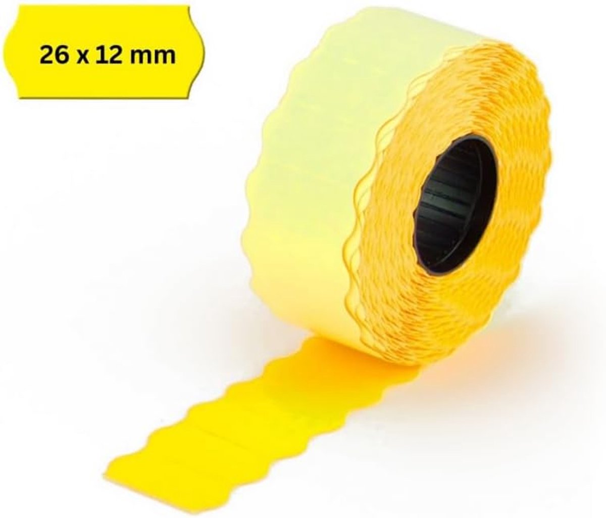 – 3.000 etiketten voor prijskaarten, voor etikettering met prijs, datum, artikelnummer, MHD, gewicht en nog veel meer. – zelfklevende prijsetiketten voor handmarkers met golfrand (geel / 26 x 12 mm)