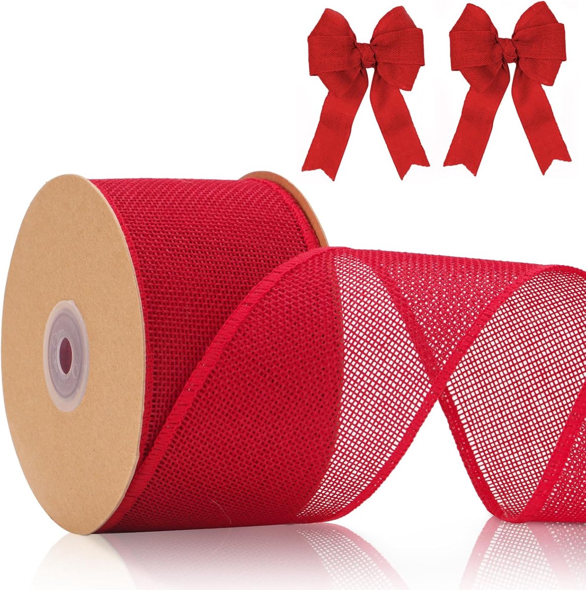 jijAcraft 6 cm jute lint met draad rood: breed cadeaulint voor strikken 10 m lint om te knutselen, jute decoratielint voor kerstkrans, cadeau