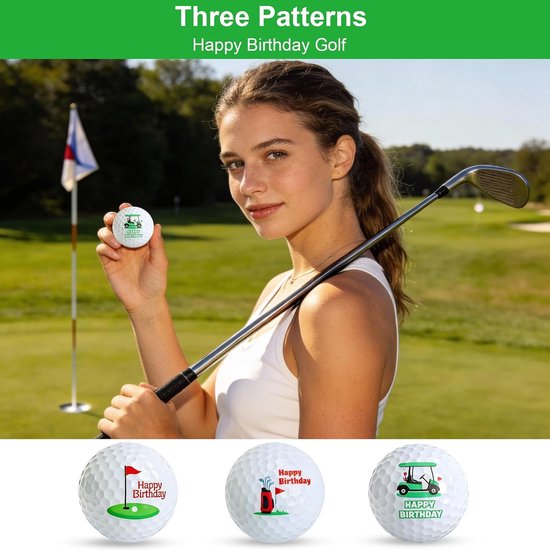 Golfballen, met Happy Birthday-motieven, cadeau voor golfermannen, golfcadeau-idee voor beginners en hobbyspelers — afbeelding 4