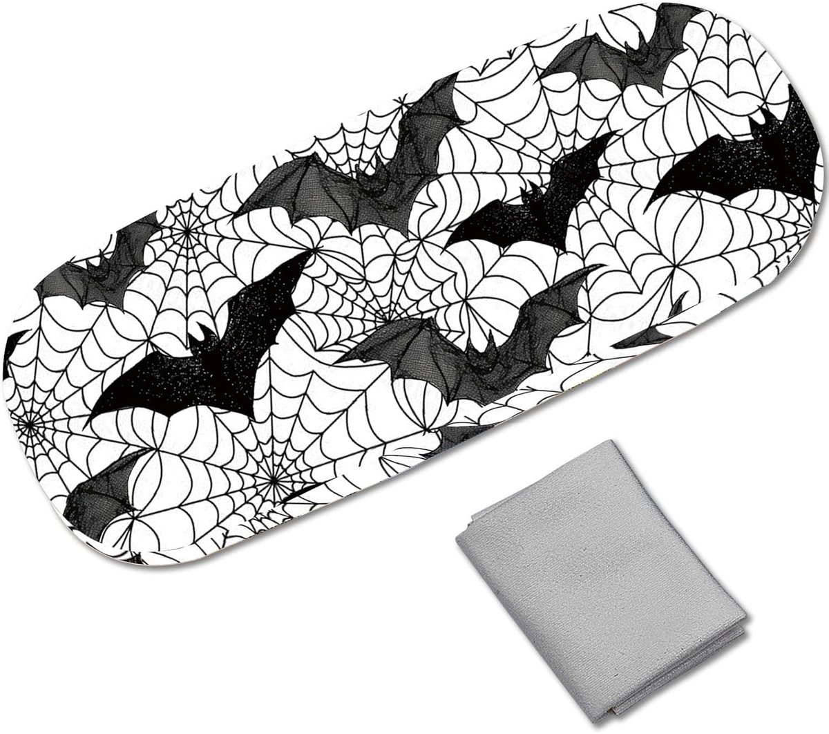 Brillenkoker harde schaal lederen zonnebril etui vleermuis draagbare reisbrilhouder clamshell beschermhoes met reinigingsdoek cadeau voor dames en heren Halloween 16,2 x 6,4 x 3,9 cm