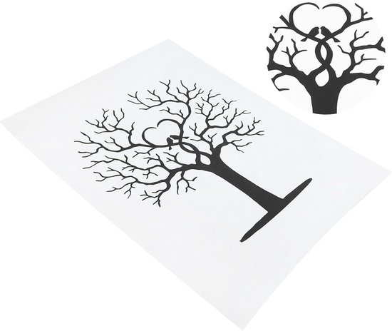 Vingerafdruk canvas bruiloft, doe-het-zelf boom vingerafdruk gastenboek duimafdruk boom gastenhandtekening poster, voor bruiloften, feesten, verjaardagen — afbeelding 2