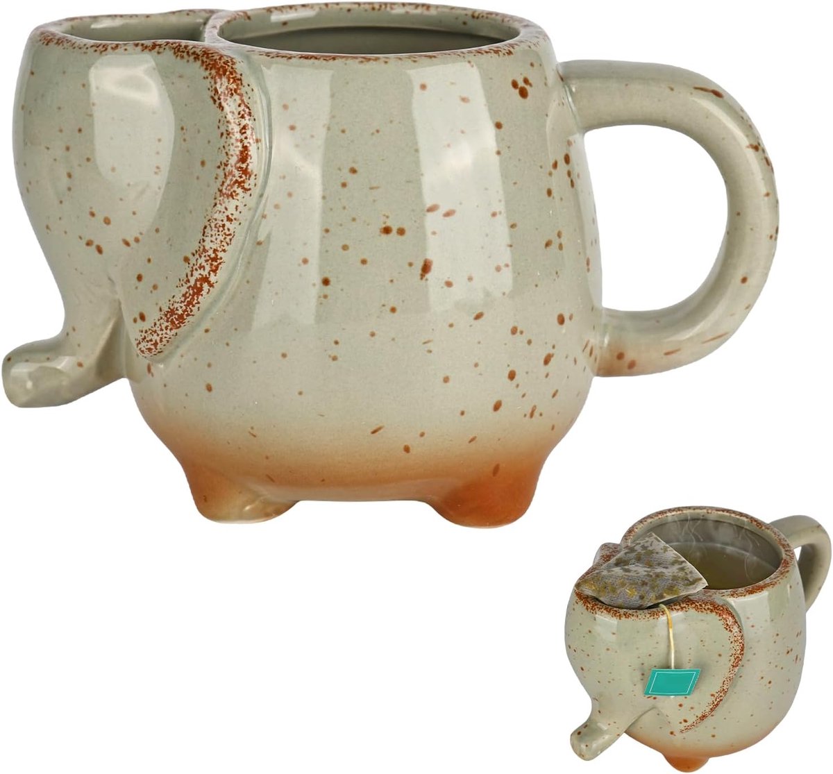 Koffiemok, theekop, beker - 430 ml, olifantenmok van keramiek, 3D-koffiekopjes met theezakhouder voor theezakjes, vrouwen, mannen, dierenvrienden en theeliefhebbers