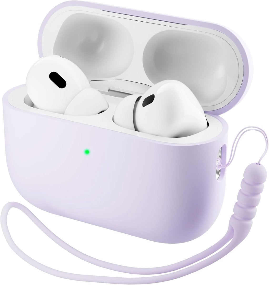 Beschermhoes voor AirPods Pro 3 (2025), premium vloeibare siliconen, van binnen vervormbaar, met koord en verwijderingsgereedschap, beschermhoes compatibel met AirPods Pro 3e generatie, violet