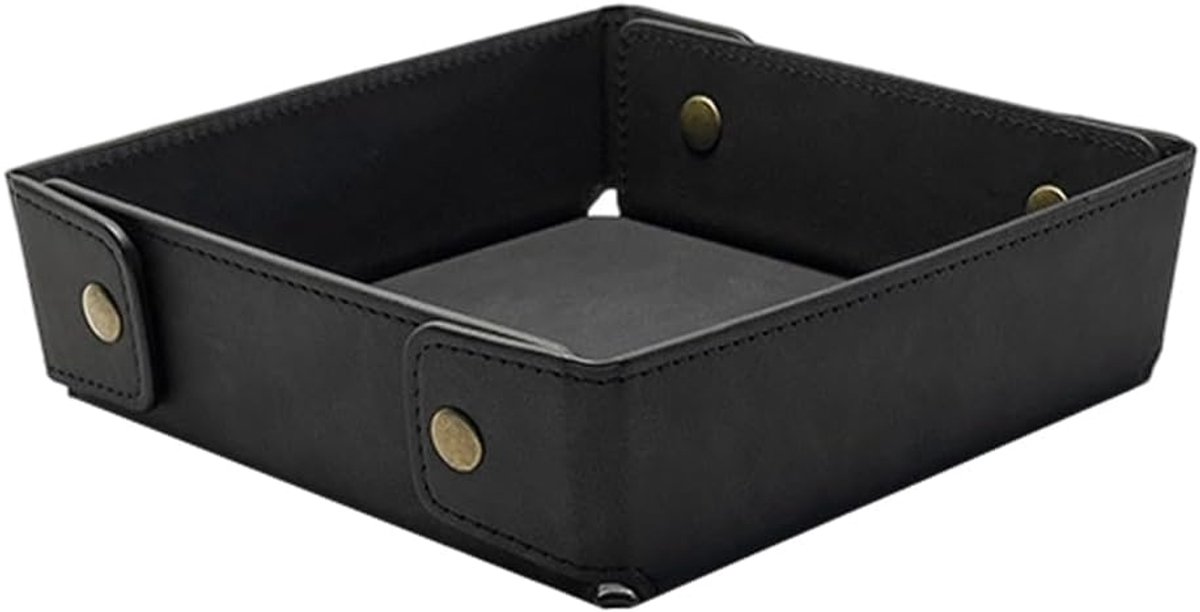 PU lederen dienblad voor reizen opvouwbaar sieradenkistje plank voor borden kettingen hanger organizer container dames en heren bureau en nachtkastje lade