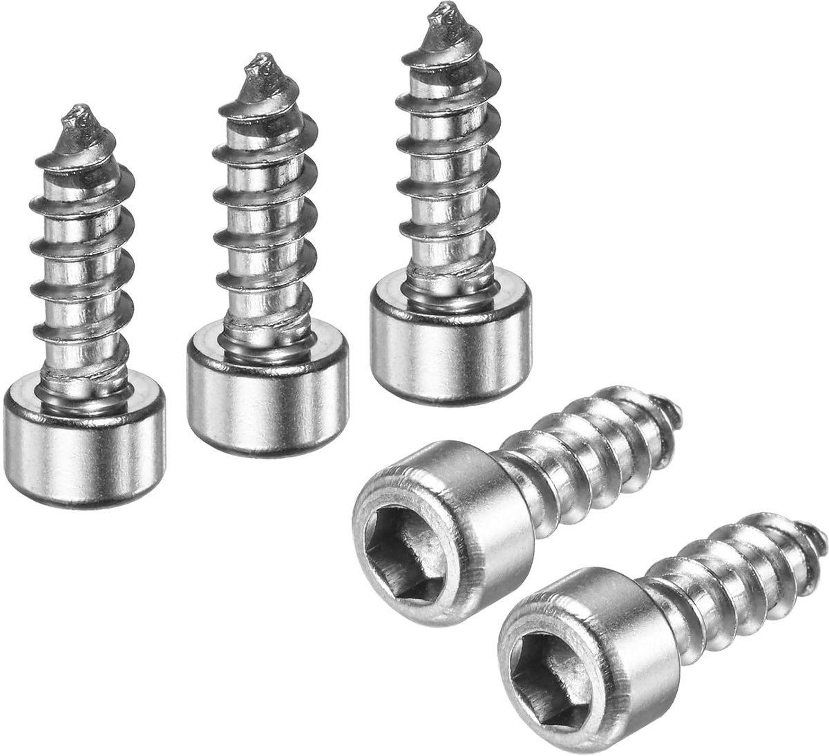 METERXITY 50 stuks zelftappende schroeven met holle zeskantige kop, M6 x 16 mm, roestvrij staal, zeshoekige aandrijving, zelfborend, voor meubels/machines/doe-het-zelfprojecten, graafschroeven