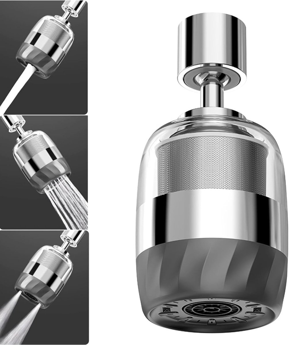 Keuken 360° Draaibare, M24/M22 Verlenging Kraanbeluchter met Filter, 3 Modi Tap Spuitkop Extender Spuitfilter, Badkamer Waterkraan Opzetstuk, Waterkraanbeluchter met Kraanadapter