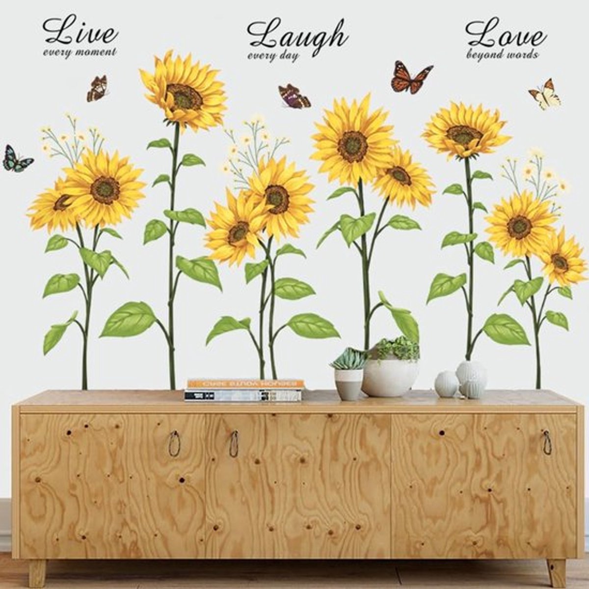 Dailygoods- Muurstickers Zonnebloem/Vlinder - Wanddecoratie