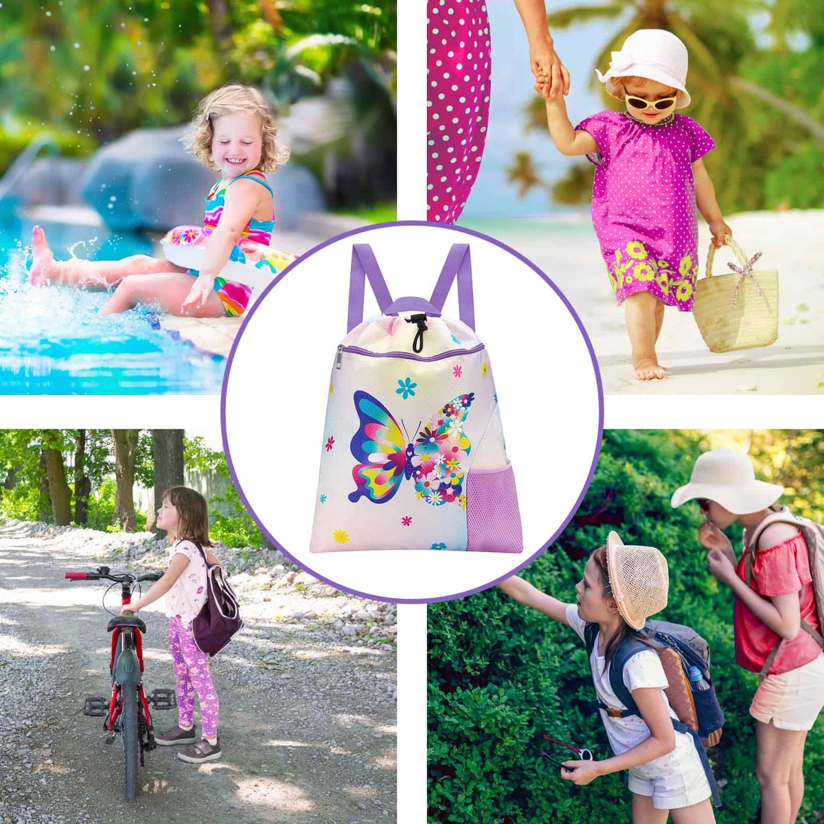 Gymnastiekrugzak met trekkoord, 38 × 45 cm, sporttas voor kinderen, waterdichte boodschappentas voor zwembad, strand