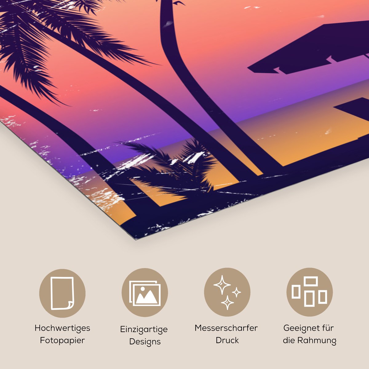 Poster 40x20 cm - Strandstoel - Parasol - Zand - Nacht - Posters - Kamer decoratie - Wandd