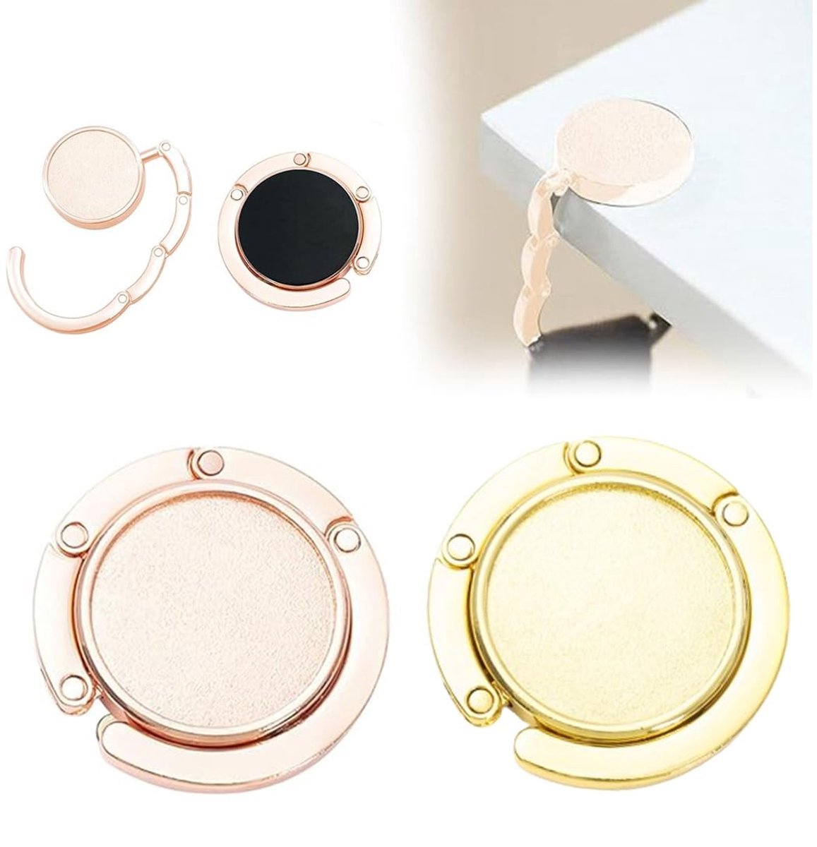 Dailygoods- Zakhaken Antislip - Opvouwbaar - Aluminium - Lichtgewicht - Krasbestendig - Elegant Roségoud - Tassenhouder