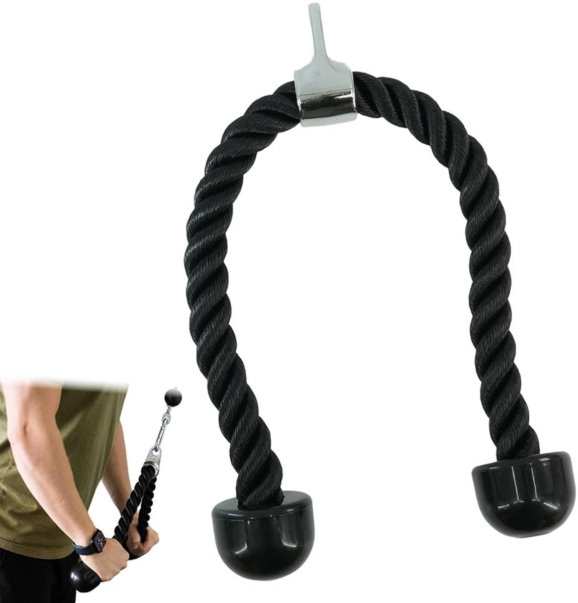 Dailygoods- Tricepstouw 70 cm - Antislip Handgreep - Krachtstation - Biceps/Triceps - Duurzaam Nylon - Schouders/Buikspieren - Verbeterde Grip - Fitnesskoord