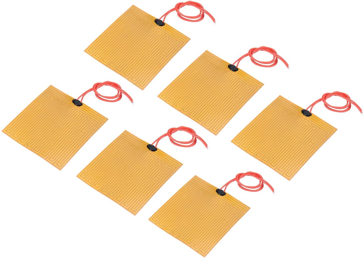 sourcing map Verwarmingsfolie verwarmingsplaat, 12 V, 25 W, polyimide verwarmingsmat, zelfklevende PI verwarmingselementen, folie, 100 mm x 100 mm, verwarmingsstrips voor constante temperatuur,