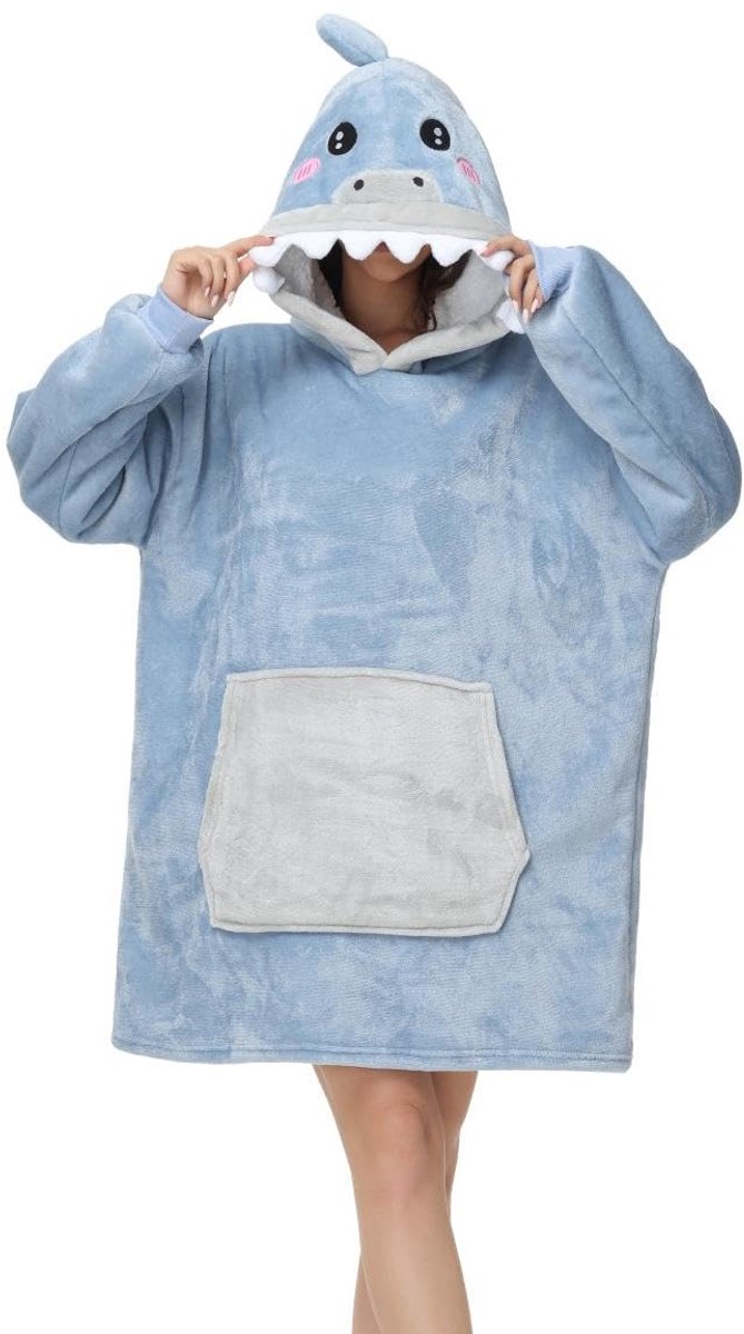 deken met capuchon, uniseks, comfortabel, tv-deken, fleece, warm, met mouwen en grote zak voor volwassenen, met cadeau voor winter, cocooning