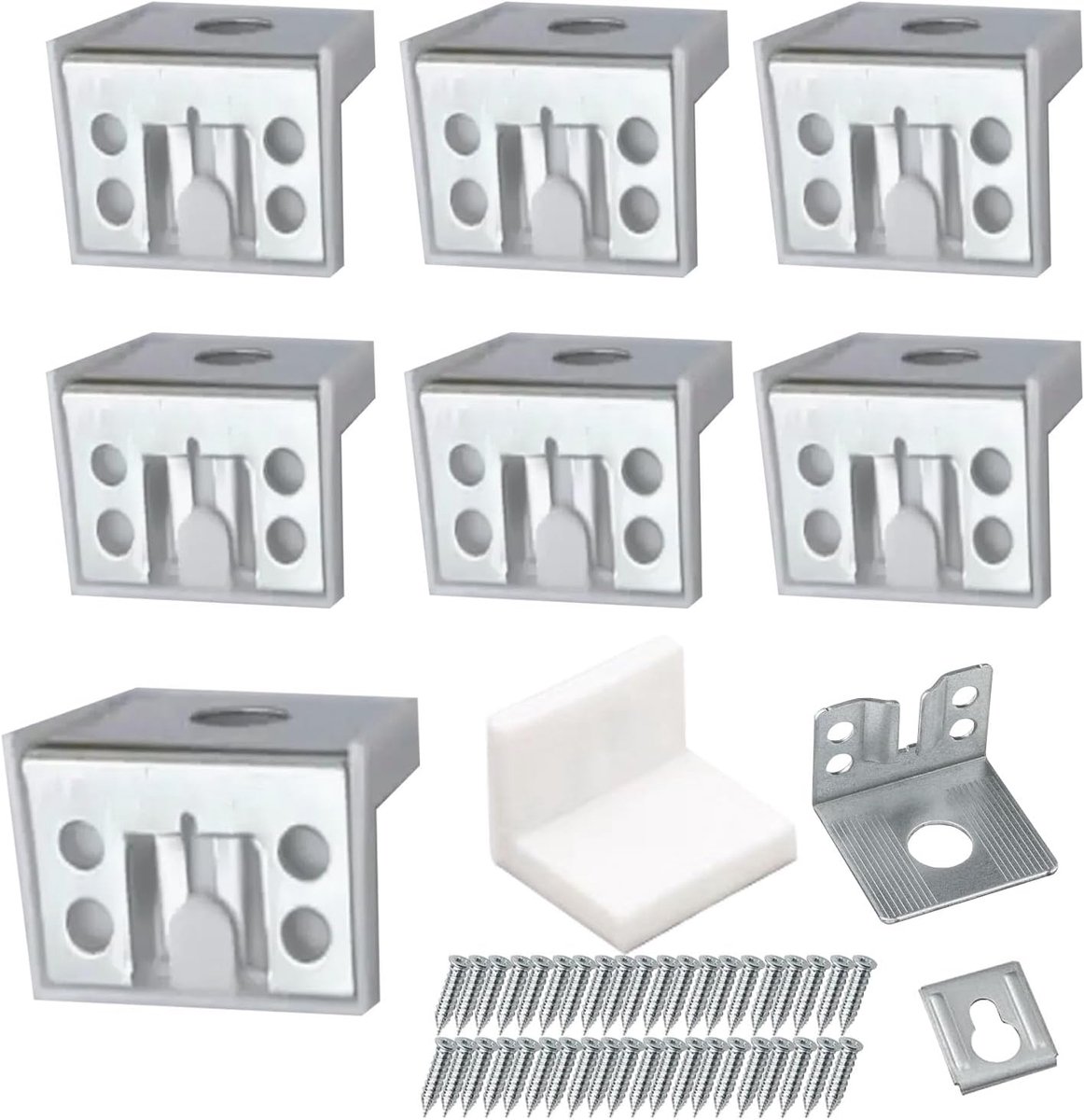 verstelbaar om te schroeven, afdekdop wit, verzinkt staal, kasthaken, draagkracht 150 kg, (8 stuks, zilver)