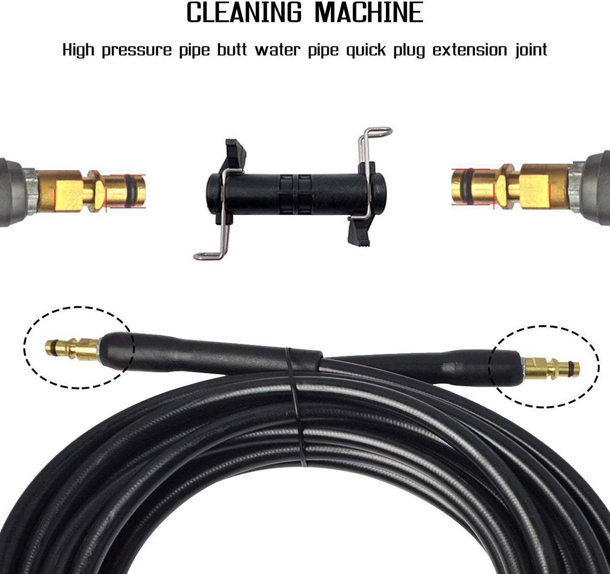 Dailygoods - Hogedrukreiniger - Verlengconnector - Zwart - Waterslang Adapter - Geschikt voor Karcher K2 K3 K4 K5 K6 K7 - 80 mm
