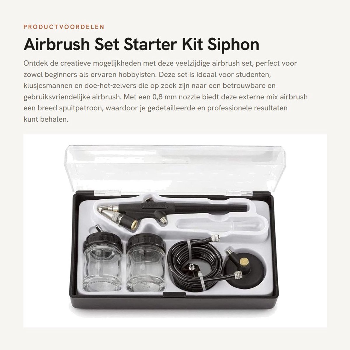 Dailygoods - Airbrush Set - Starter Kit - Siphon Feed - 0.8mm Nozzle - Geschikt voor Hobbyisten - Ideaal voor Beginners