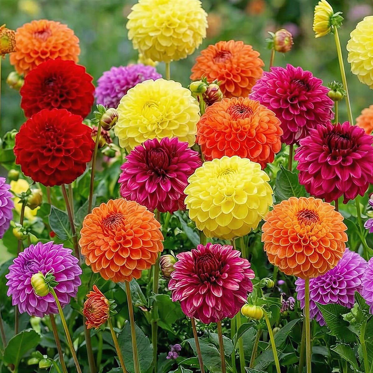 Kogel Dahlia bollen collectie, 5 PomPon Dahlia bloembollen mix uit Nederland, echte grote Dahlia bollenmix voor tuin en potten (geen zaden, niet kunstmatig en winterhard)
