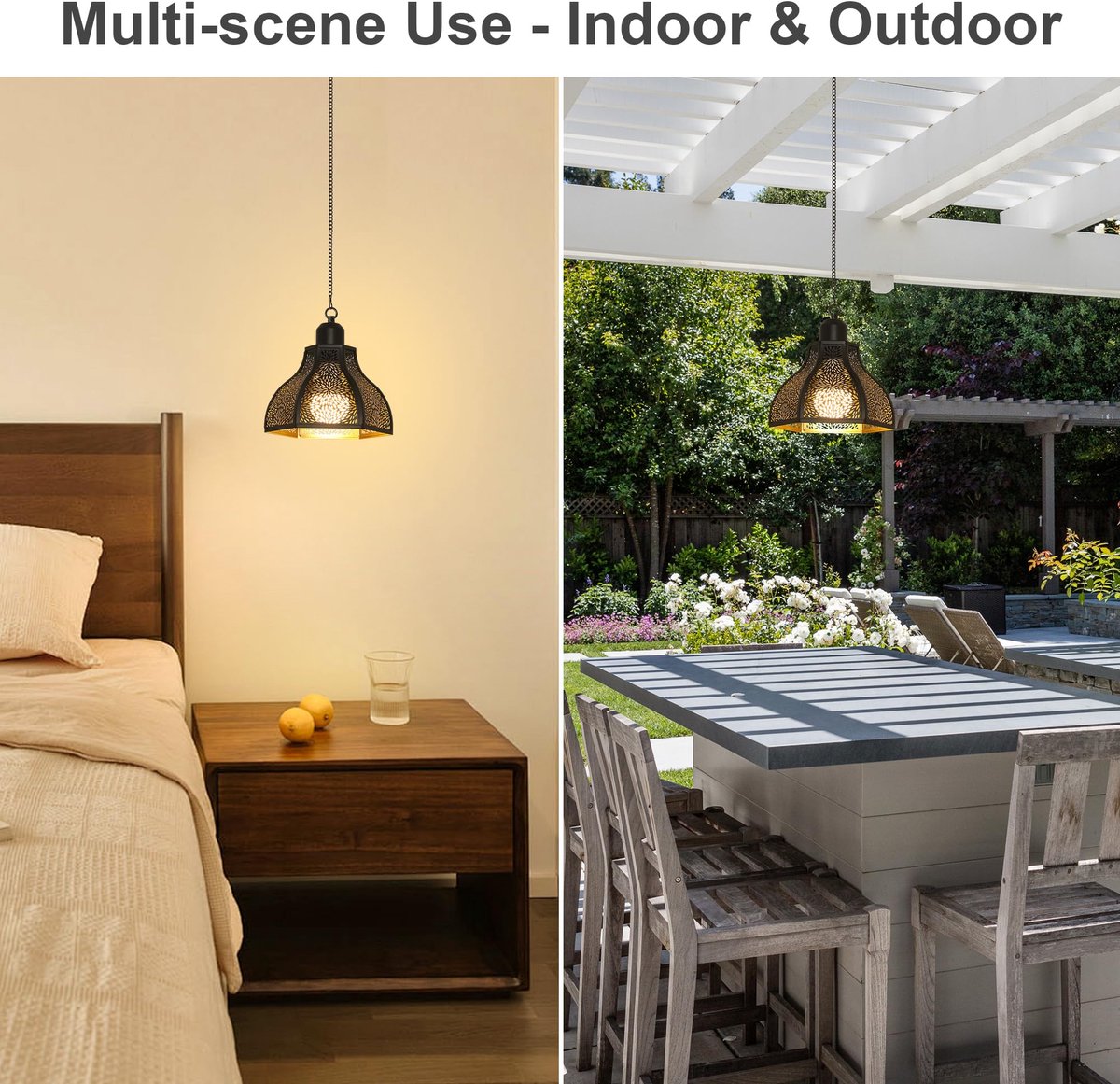 2 Stuks Oplaadbare Hanglamp voor Binnen, Buiten met Batterij, Zwarte Hanglamp zonder Stroomaansluiting, Buiten Tuinverlichting met Lamp & Afstandsbediening, Buitenlamp voor Terras, Balkon — cadeau in Cadeau-ideeën - foto 7
