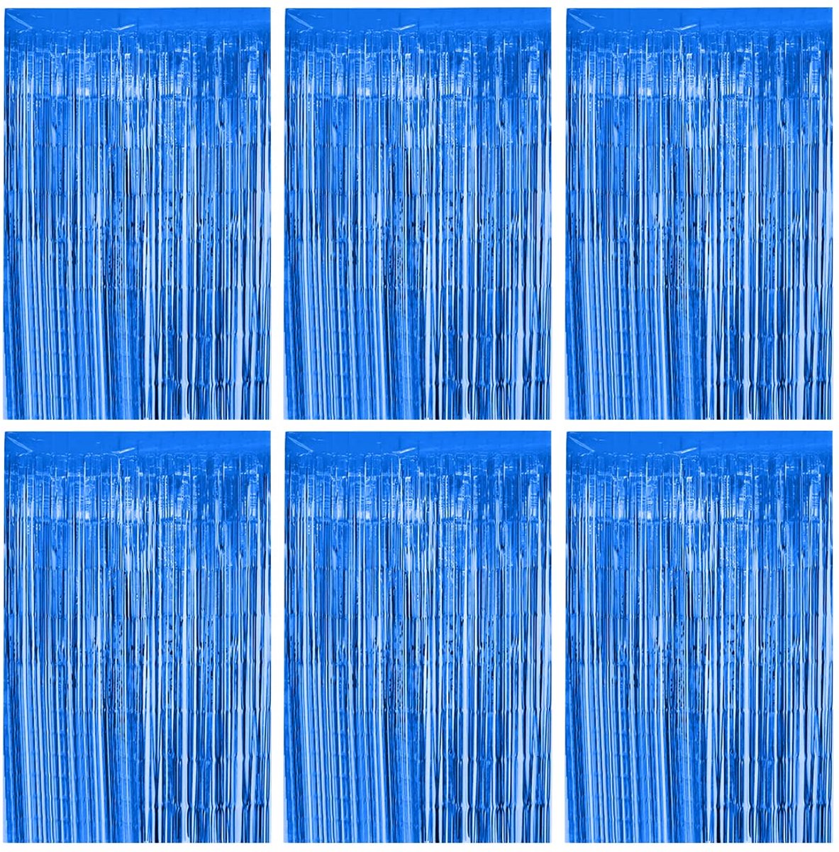Gordijn, verjaardag, feestgordijn, blauw, glanzend, aluminium klatergoud, achtergrond, raamdecoratie, muur voor verjaardag, feest (1 m x 2 m)
