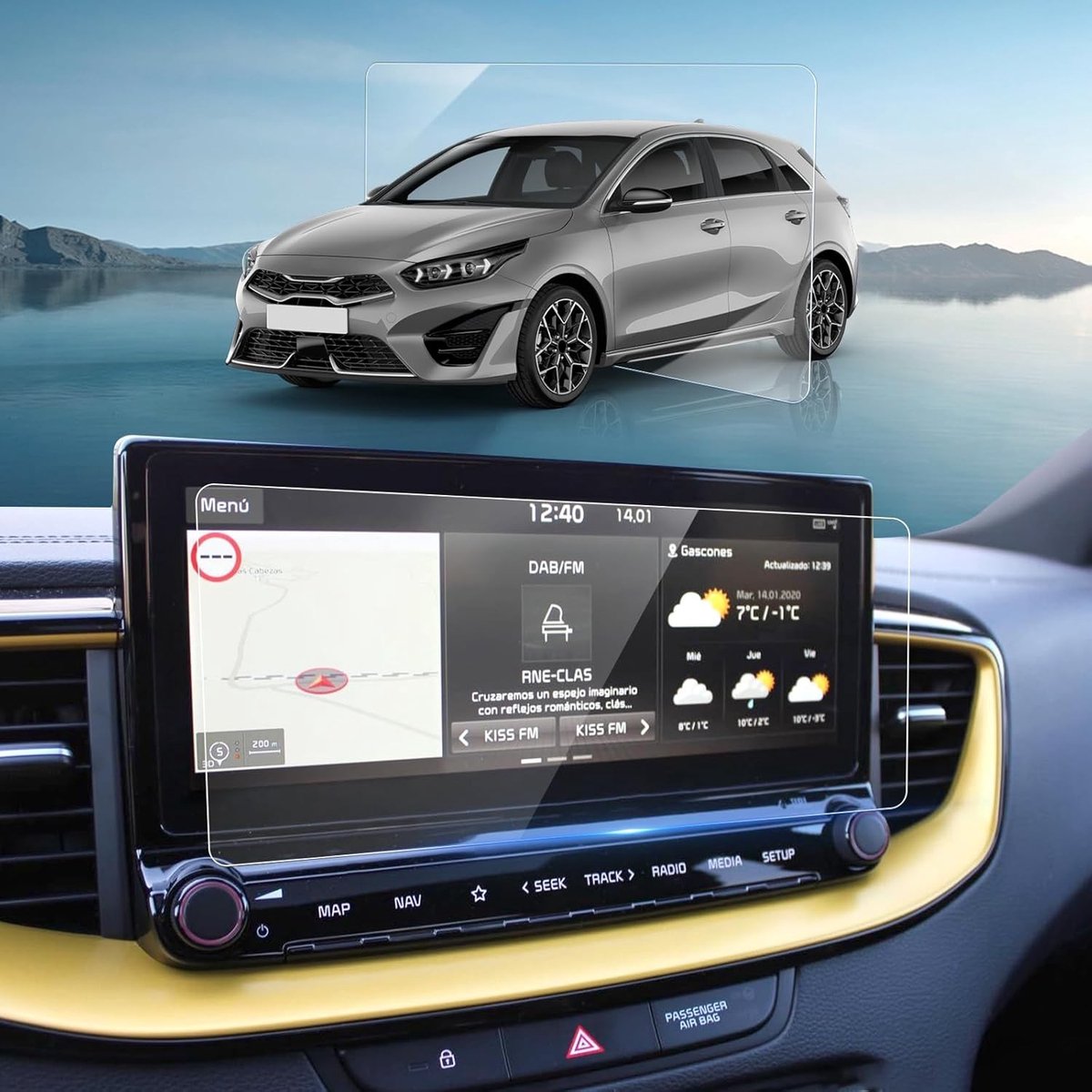 Navigatie Beschermfolie voor Kia Ceed en XCeed 10.25 Inch - 9H Krasbestendige Tempered Glass Screen Protector voor Optimale Bescherming