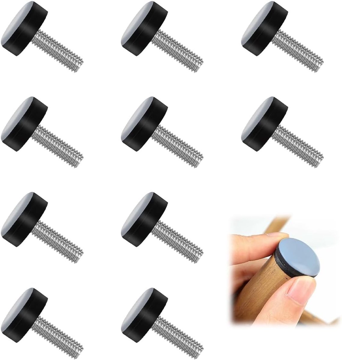 10 Stuks Teflon Meubelglijders met Schroefdraad M8, Ø 25 mm, Stil en Krasvrij Verplaatsen van Stoelen, Tafels en Banken voor Bescherming van Vloeren en Meubels
