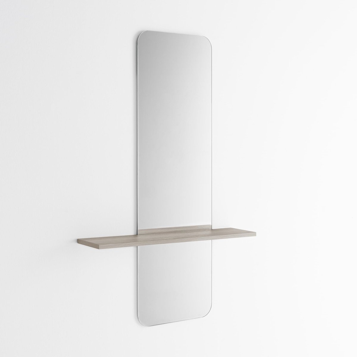 Spiegel met moderne plank, 130 x 80 x 19 cm, Made in Italy (crèmewit)