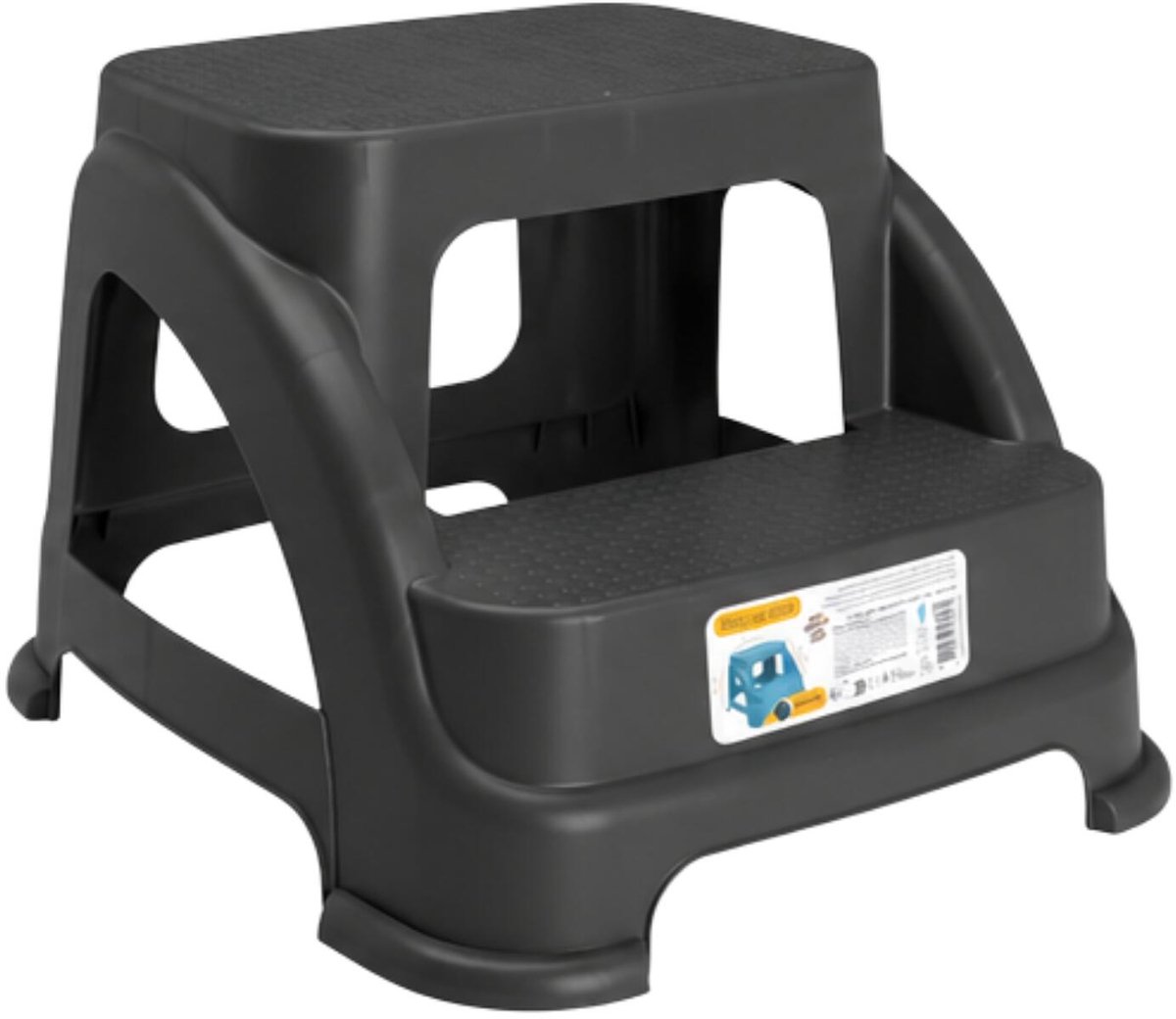 Storage Solutions opstapkrukje - 2 tredes - antraciet - kunststof - 43 x 37 x 28 cm - tot 150 kg - caravan opstapje - trapje