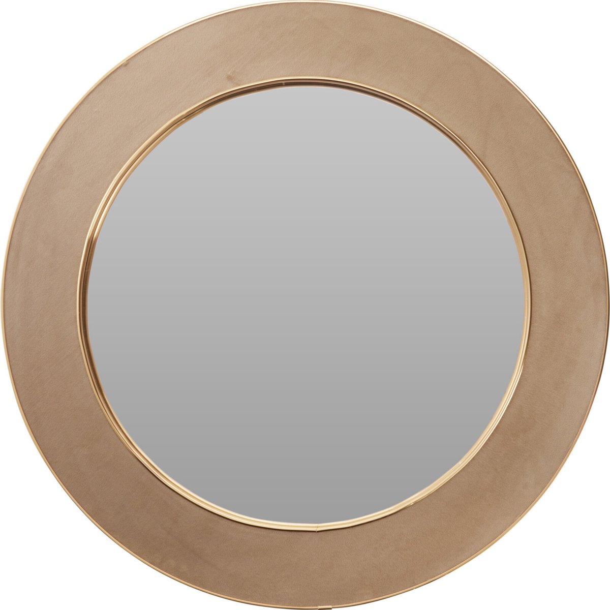 H&S Collection Spiegel Algarve - beige - rond - vilt/staal - D60 cm - wandspiegel