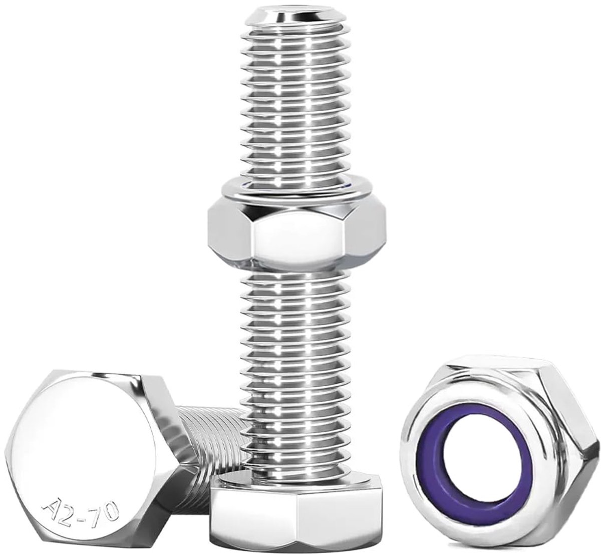 M8 x 35 mm zeskantschroeven, bouten en moeren, set, roestvrij staal, A2, V2A, zeskantschroeven, M8 voor meubels, auto's, fietsen, schepen, 3D-print, 10 stuks