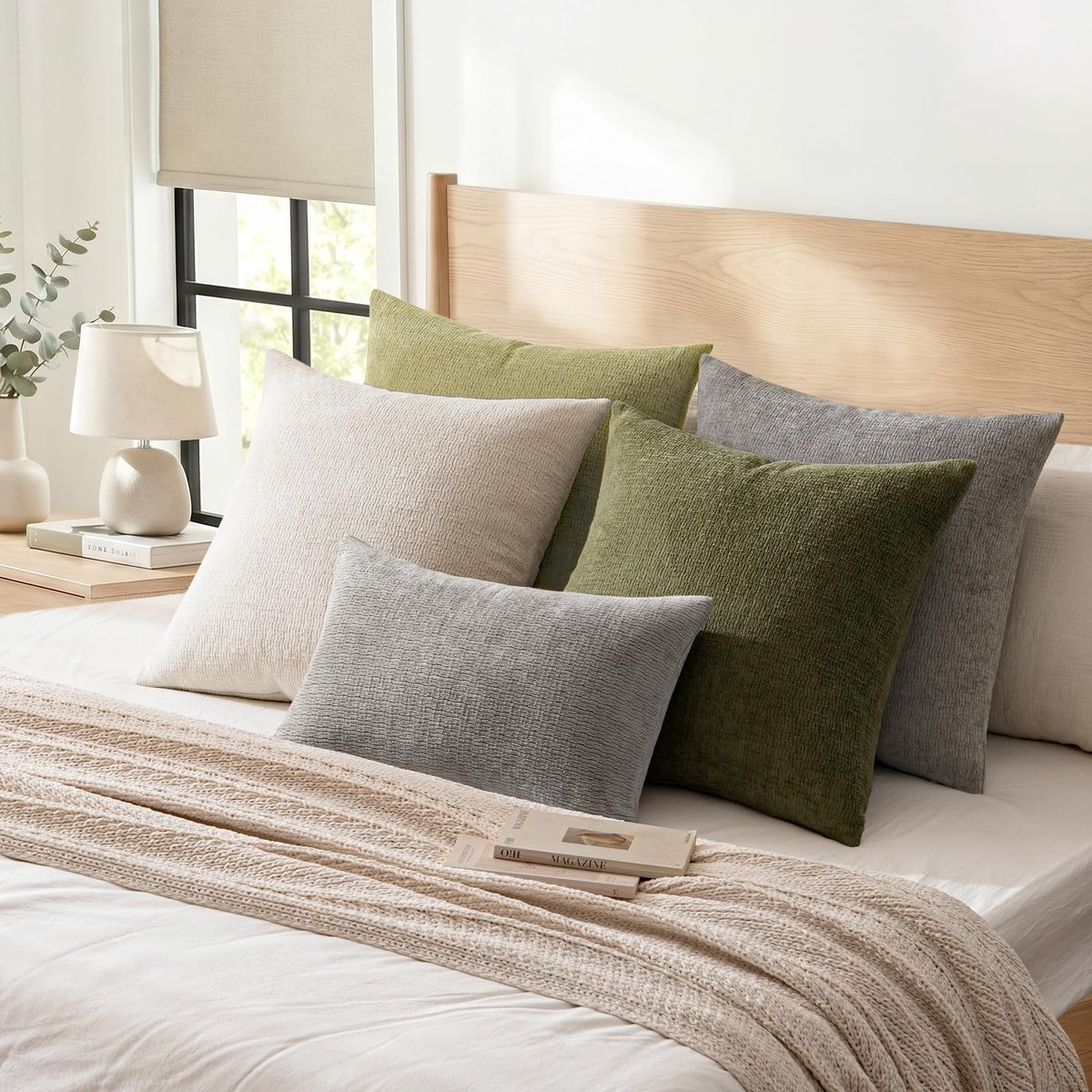 Kussenhoes 30x50cm Crème 2 Stuks met Structuur | Sierkussenhoes Decoratieve Kussenhoes Zachte Chenille Verborgen Rits Wasbaar Bankkussen Woonkamer Slaapkamer