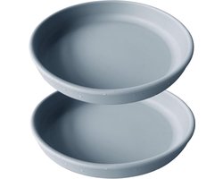 Siliconen voerbak voor katten - platte voerbak - drinkschaal - kattenkom - dierenbakken - droogvoer nat voer - blauw - set van 2