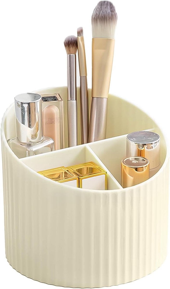 Sleuven make-up borstelhouder van acryl, vintage gestreept design voor badkamer en bureau, praktische opslag voor cosmetica en make-upaccessoires